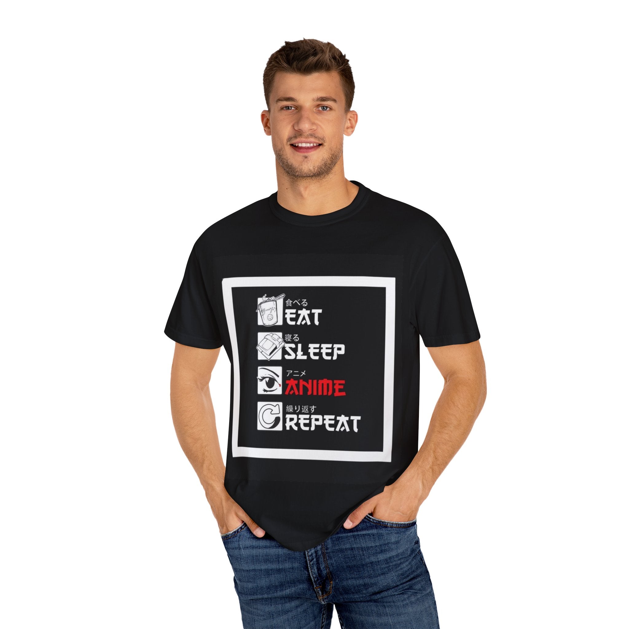 Anime Lover's Unisex T-Shirt, Eat Sleep Anime Repeat Tee, Gift for Anime Fans, Casual Wear, Graphic T-Shirt, Streetwear