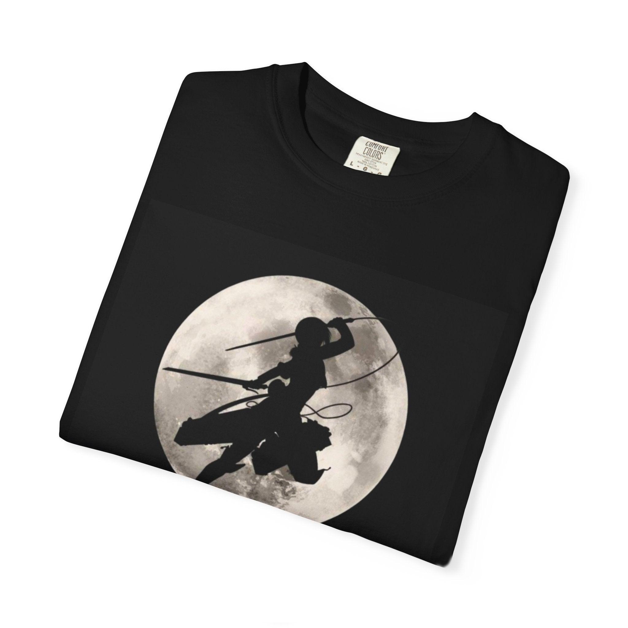 Unisex Garment-Dyed T-shirt with Anime-Inspired Moon Design, Casual Graphic Tee, Gift for Anime Fans, Streetwear Essential, Vintage Look